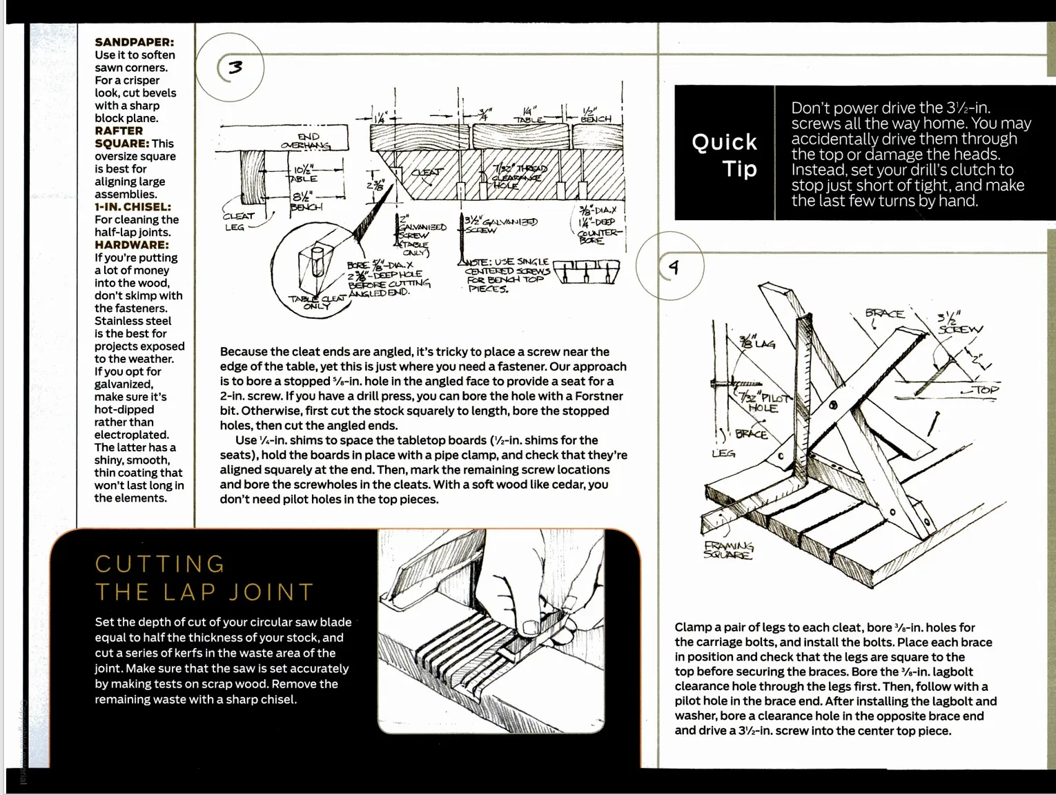 picnic table plan from popular mechanics magazine